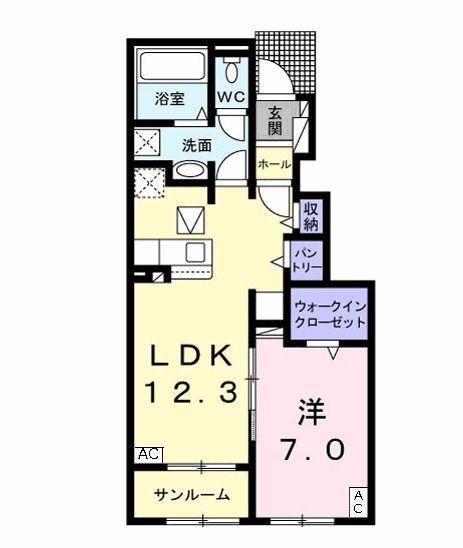 マーサK B(1LDK/1階)の間取り写真