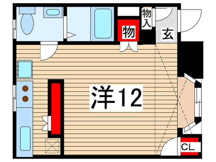 ハートフルハウス(ワンルーム/2階)の間取り写真