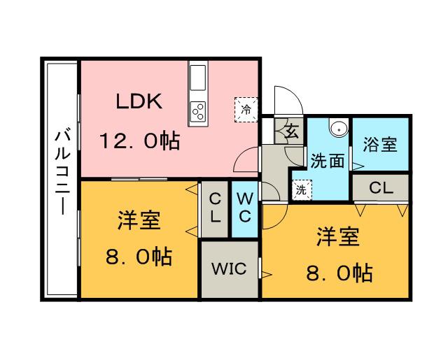 ハウスフリーデII(2LDK/2階)の間取り写真