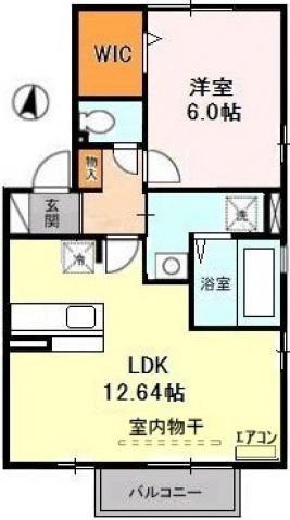 ボナンザストリーム 201(1LDK/2階)の間取り写真