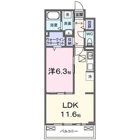 カレントかなぐら(1LDK/1階)の間取り写真
