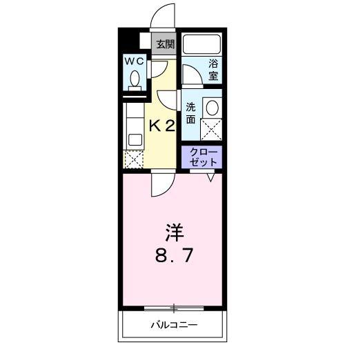 ジェンテ(1K/3階)の間取り写真