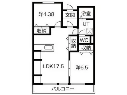 あさひレジデンス大友(2LDK/8階)の間取り写真