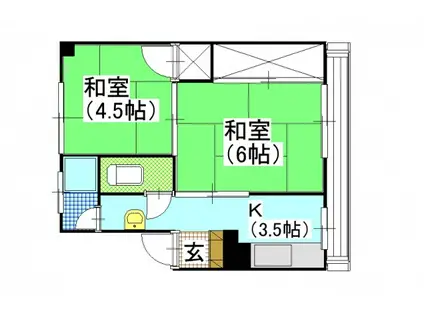 マンション旭畔(2K/3階)の間取り写真
