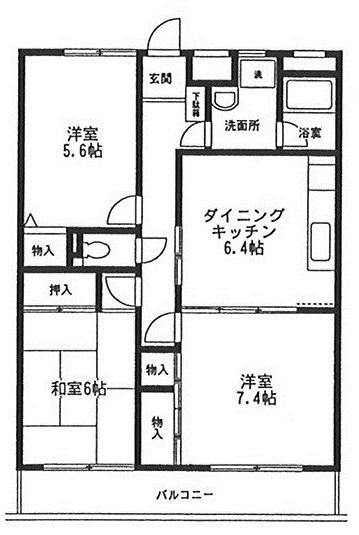 パレフォンティーノ南橋本(3DK/5階)の間取り写真