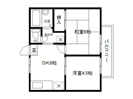 衣笠パークA(2DK/2階)の間取り写真