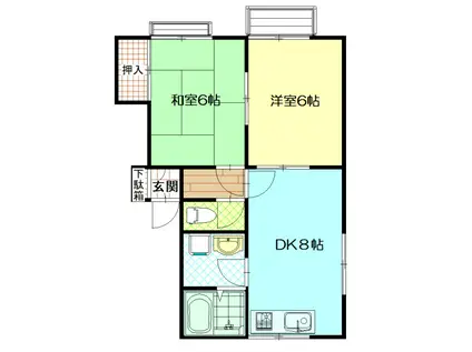 ムーンシャイン参番館(2DK/1階)の間取り写真