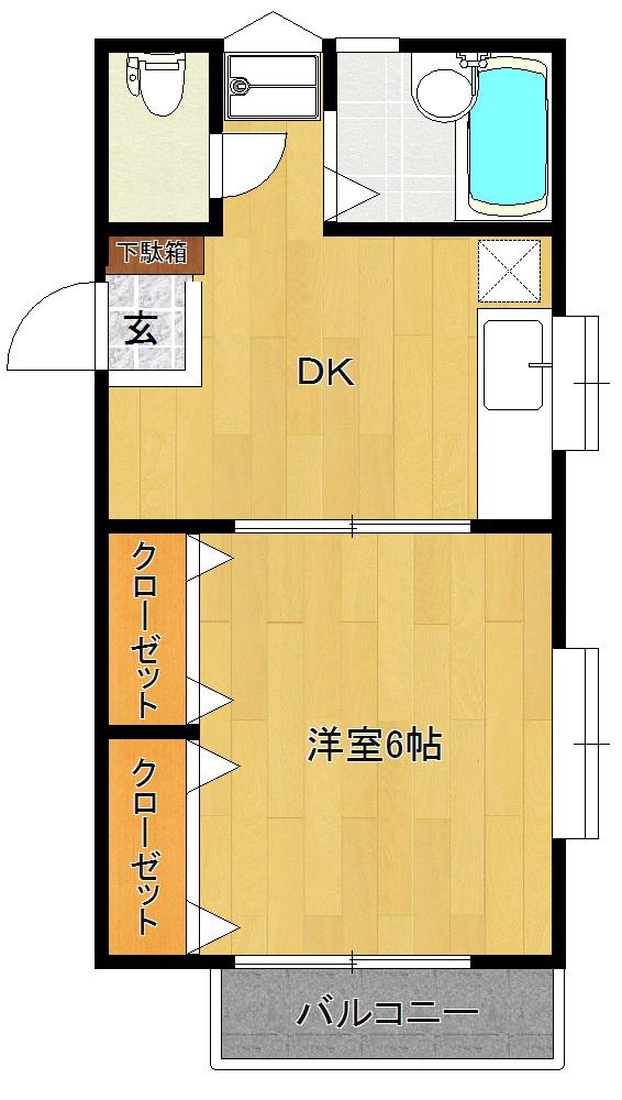 エスクラストーカイ(1DK/2階)の間取り写真