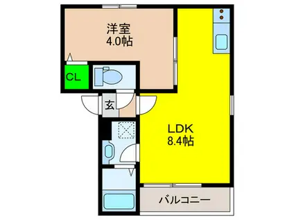 BLOOM長尾(1LDK/1階)の間取り写真