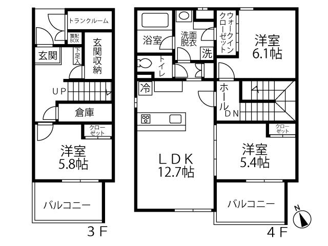 OASISPREMIER GARDEN VILLA(3LDK/3階)の間取り写真