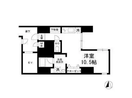 メルサーカワサキ(ワンルーム/1階)の間取り写真