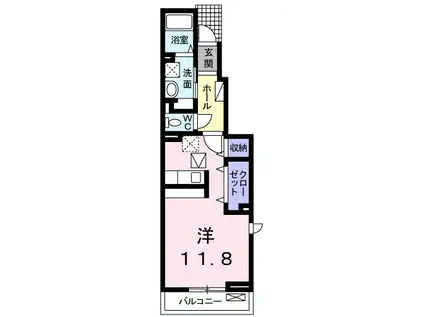 メゾン ブランシェ(ワンルーム/1階)の間取り写真
