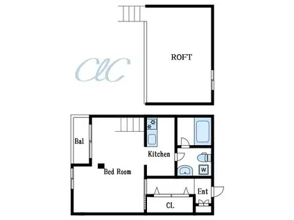 アルカディアII(1K/2階)の間取り写真