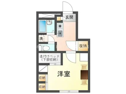 レオパレスサンハート(1K/1階)の間取り写真