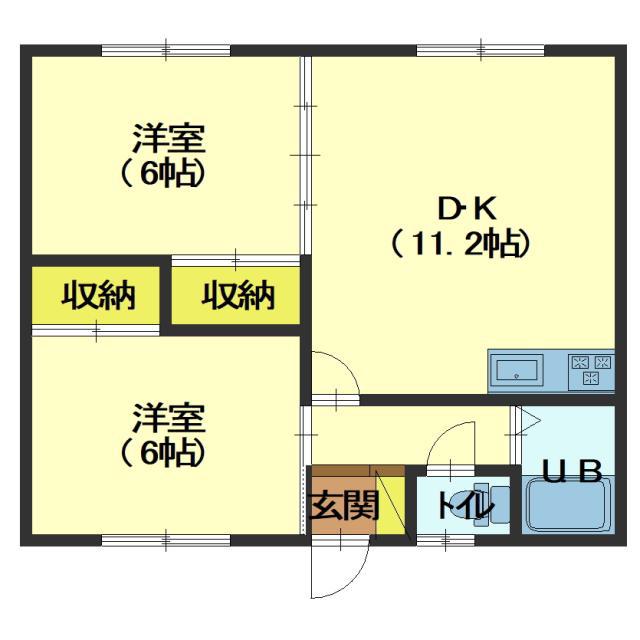 コーポ駒場(2LDK/1階)の間取り写真