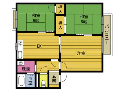 メゾンボザール(3DK/1階)の間取り写真