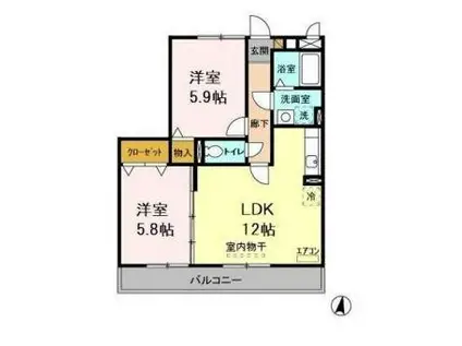 グレースヒルズ II(2LDK/3階)の間取り写真