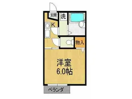 シャンティ牧野(1K/1階)の間取り写真