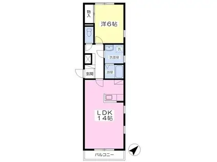 ウエストステージKM(1LDK/2階)の間取り写真