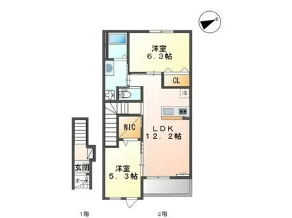 エコハウス華園(2LDK/2階)の間取り写真