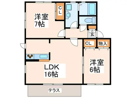 ロスカトゥール A棟(2LDK/1階)の間取り写真