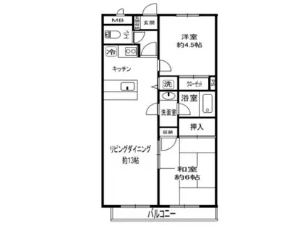 ウィンブルーム深谷(2LDK/3階)の間取り写真