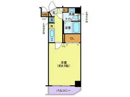 ディアレイシャス木場公園(1K/8階)の間取り写真