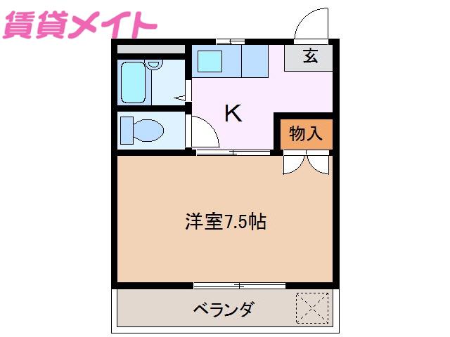 ロイヤル川原町(1K/2階)の間取り写真