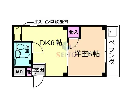 プリマベーラ岡町(1DK/1階)の間取り写真