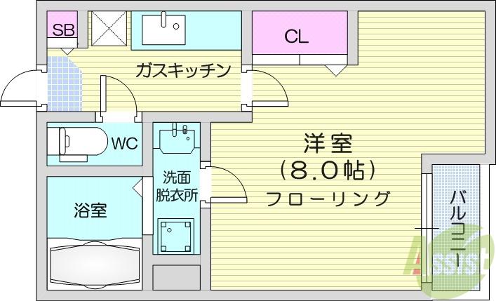 クレフラスト泉中央駅東(1K/2階)の間取り写真