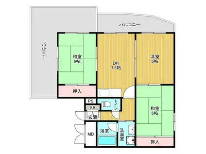 ベルトピア西明石VI(3DK/4階)の間取り写真
