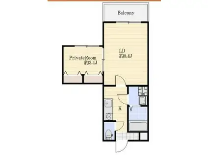 アプローズ加古川(1LDK/4階)の間取り写真