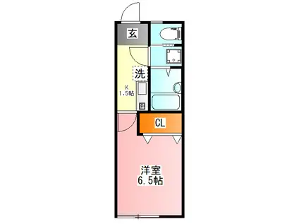 ハイム豊田(1K/2階)の間取り写真