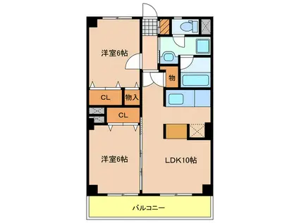 宇都宮グリーンハイツI(2LDK/2階)の間取り写真