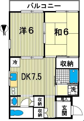 ファミールY.S(2DK/2階)の間取り写真