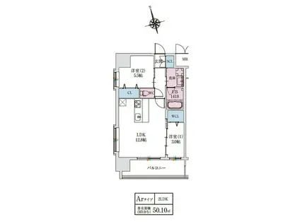 スプランディッドライズ新大阪ノース(2LDK/2階)の間取り写真