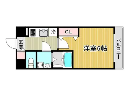 エスリードレジデンス大阪福島シティスクエア(1K/2階)の間取り写真