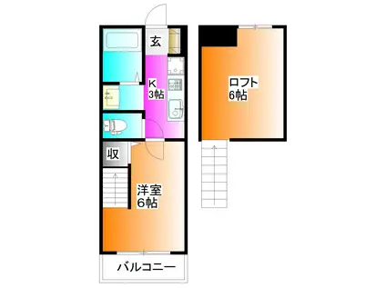 LIBERTA網代橋(1K/1階)の間取り写真