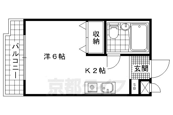 プルシャン山科(1K/4階)の間取り写真