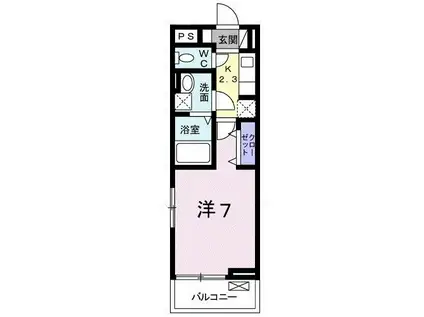 フローラII(1K/2階)の間取り写真