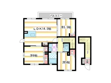 ラフィネ梅美台G(3LDK/2階)の間取り写真