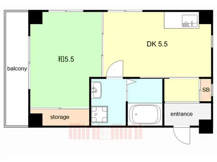 TMビル(1DK/3階)の間取り写真