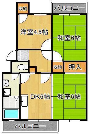 富士見サンハイツ(3DK/4階)の間取り写真