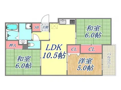 メゾン鈴原(3LDK/2階)の間取り写真