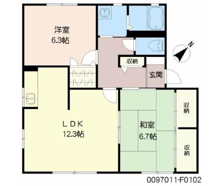 プリムヴェールパルクF棟(2LDK/1階)の間取り写真