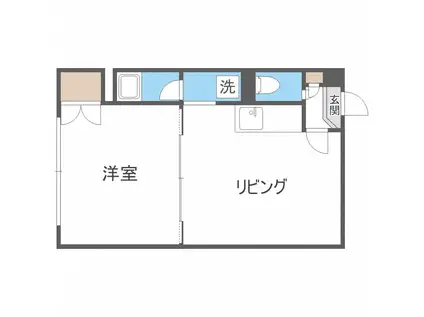 KDビル(1DK/4階)の間取り写真