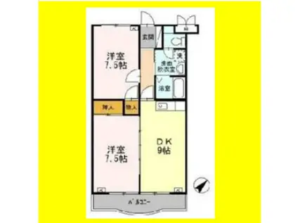 ソレアード(2DK/2階)の間取り写真