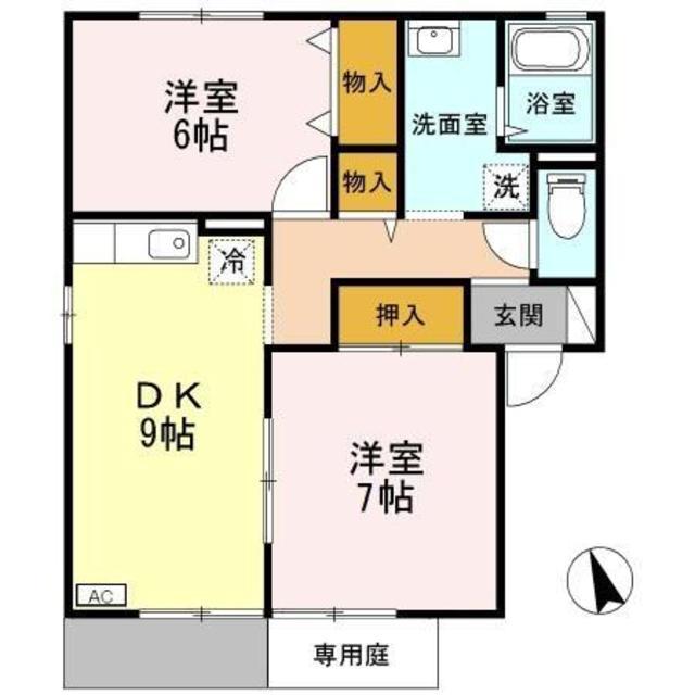 セピアコートB(2DK/1階)の間取り写真