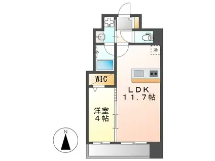 エルミタージュ桜山(1LDK/4階)の間取り写真