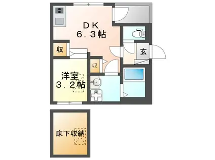 シアヴィータ名古屋(1DK/1階)の間取り写真
